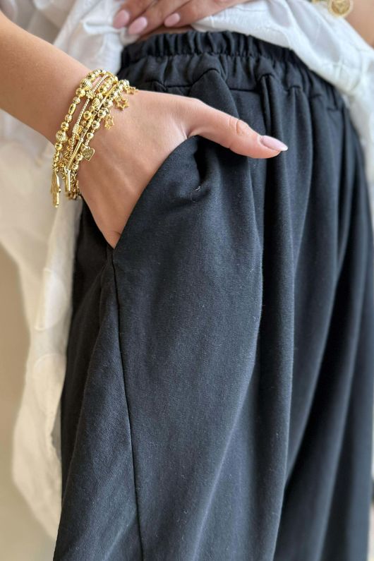 Lagen Seamed Tapered Barrel Pant Black /15=